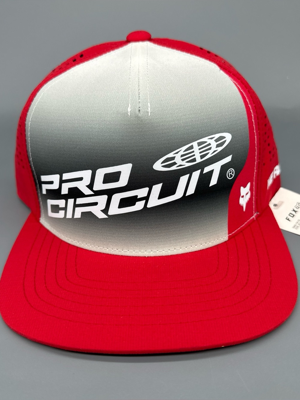 Fox Racing Foyl Pro Circuit Men's Flat Bill Snapback Hat Cap Gray/Red OSFM NWT